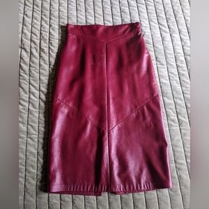 Leather Midi Skirt Burgundy Danier